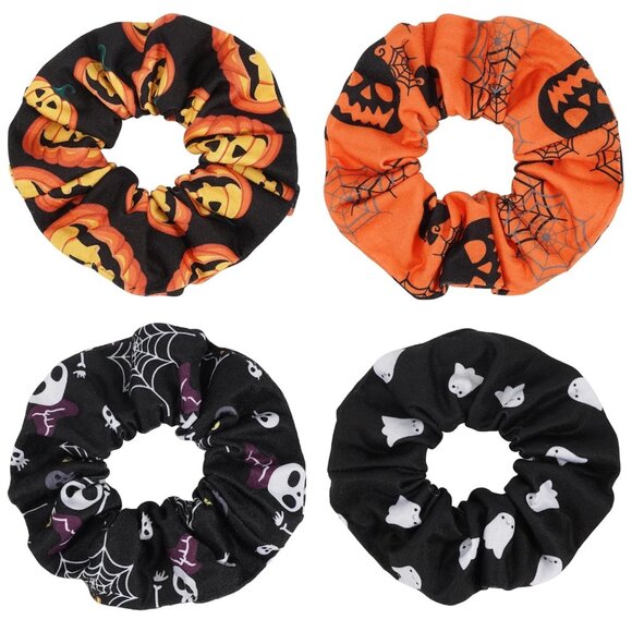 Accessories - 4pcs Halloween Hair Scrunchies Elastics Hair Ties Pumpkin Ghost Skeleton Spider